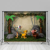 Lofaris Animal Jungle Forest Cartoon Cake Smash Backdrop